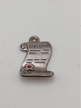 Vintage Sterling Diploma Charm Graduation Scroll